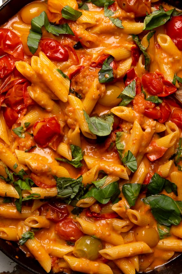 Fresh Tomato Basil Penne alla Vodka - Baker by Nature