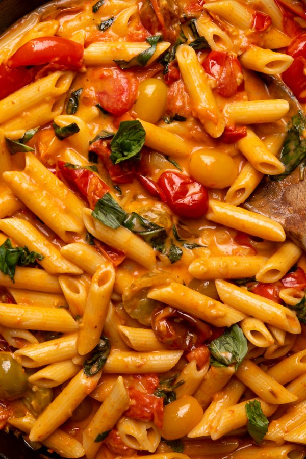 Fresh Tomato Basil Penne alla Vodka - Baker by Nature