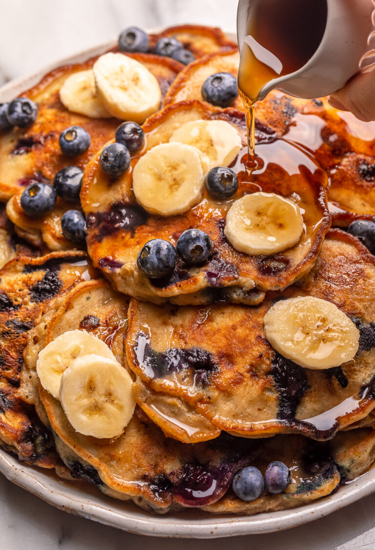 Banana Blueberry Pancakes - Baker By Nature