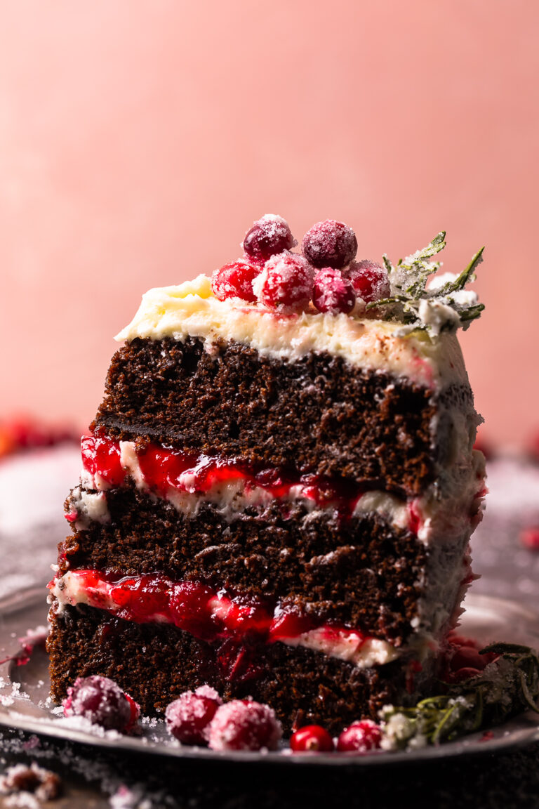 Chocolate Cranberry Christmas Cake - Baker By Nature