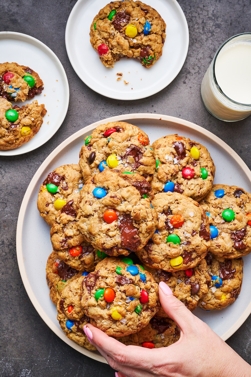 Soft Batch Chocolate M&M Cookies - Baker by Nature