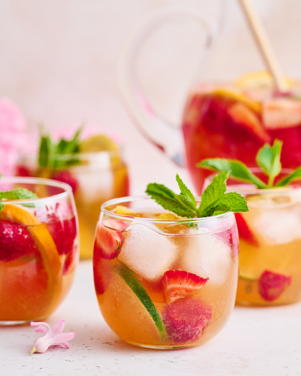 The only thing better than rosé wine is rosé sangria! And this refreshing rosé sangria recipe is made in a large pitcher and chilled in the fridge so it's ready to serve when your guests arrive. Garnish with fresh raspberries, strawberries, and citrus slices for a stunning presentation.
