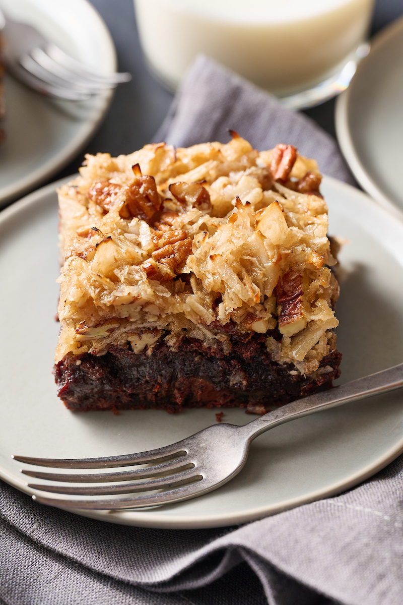 If you're like me and LOVE German chocolate cake, you have to try these German Chocolate Brownies! No boxed mix, instead we'll make brownies from scratch and top them with a crazy delicious coconut pecan frosting. We loved these brownies and think you will too!