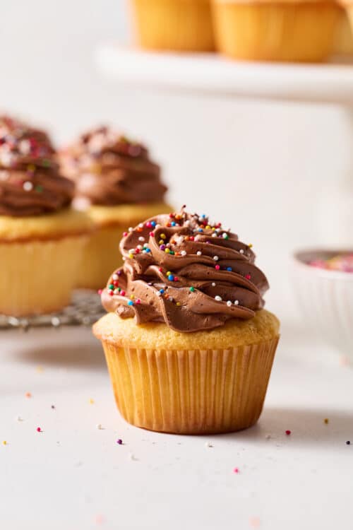 Yellow Cupcakes with Chocolate Frosting Baker by Nature