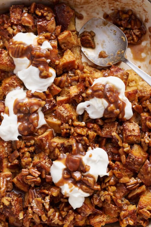 Overnight Bourbon Pecan Pie French Toast Casserole Baker by Nature