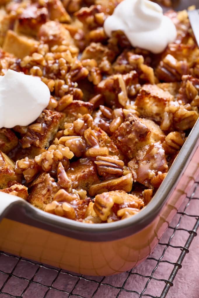 Overnight Bourbon Pecan Pie French Toast Casserole Baker by Nature