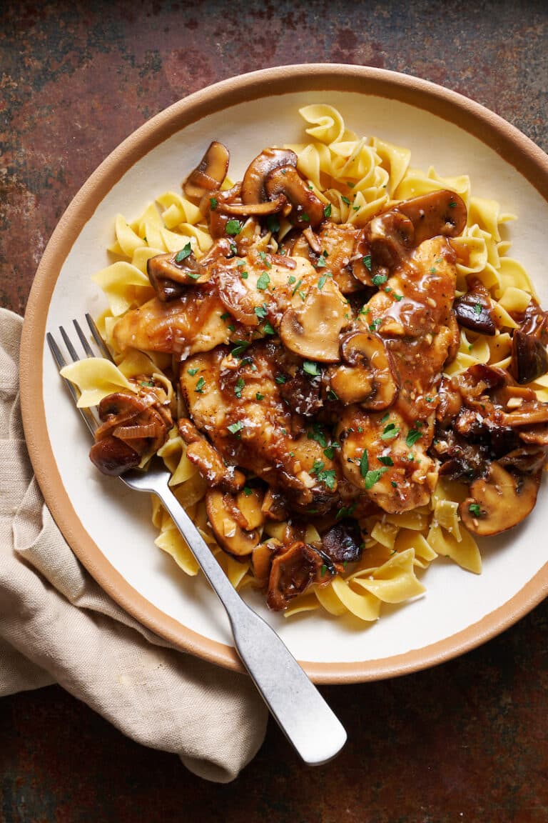 Chicken Marsala with Buttered Noodles Baker by Nature