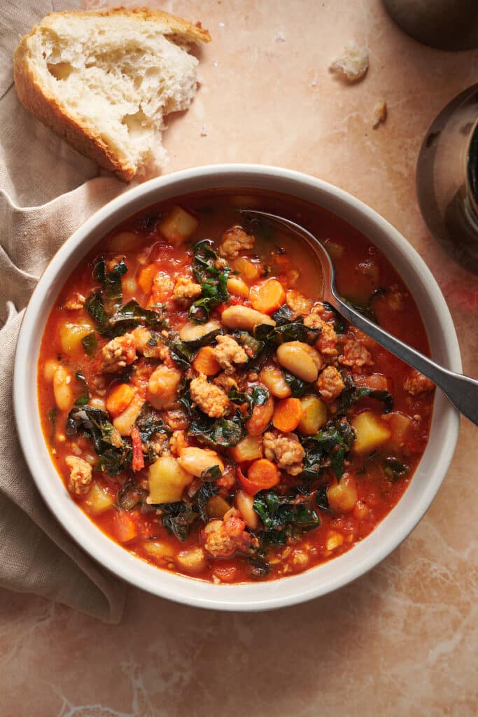 Italian Sausage, White Bean, and Kale Soup - Baker by Nature
