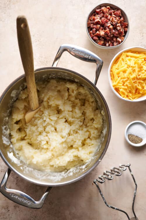 Bacon Cheddar Mashed Potato Casserole - Baker by Nature
