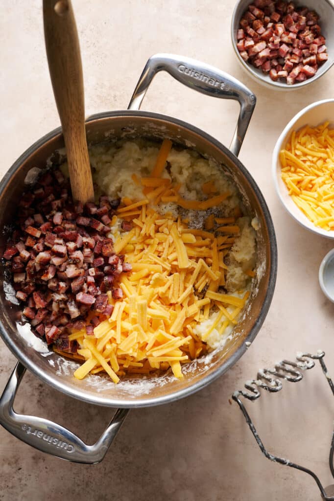 Bacon Cheddar Mashed Potato Casserole - Baker by Nature