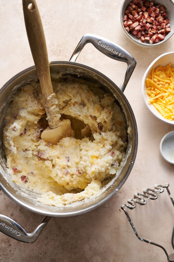 Bacon Cheddar Mashed Potato Casserole - Baker by Nature