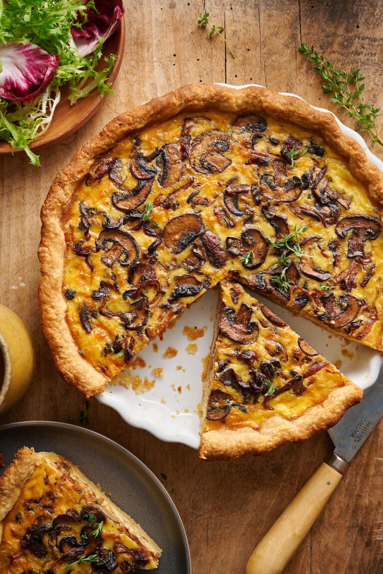 Bacon, Onion, and Mushroom Quiche - Baker by Nature