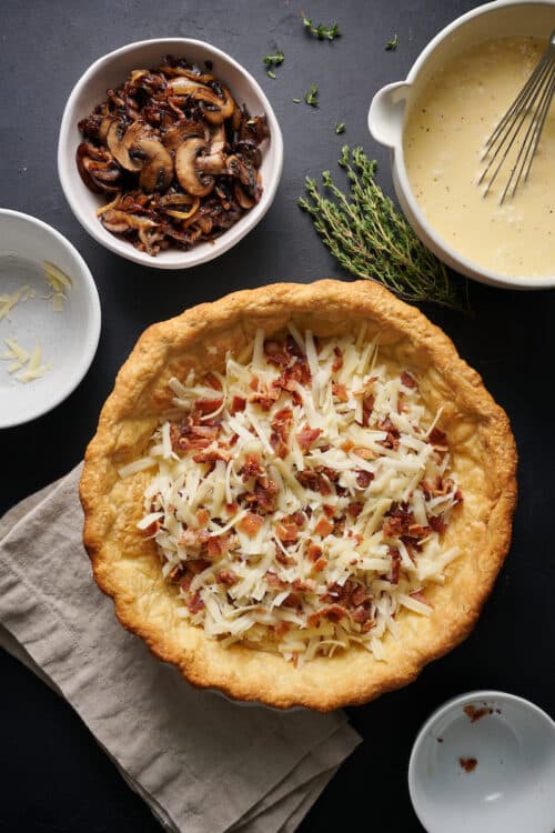 Bacon, Onion, and Mushroom Quiche - Baker by Nature