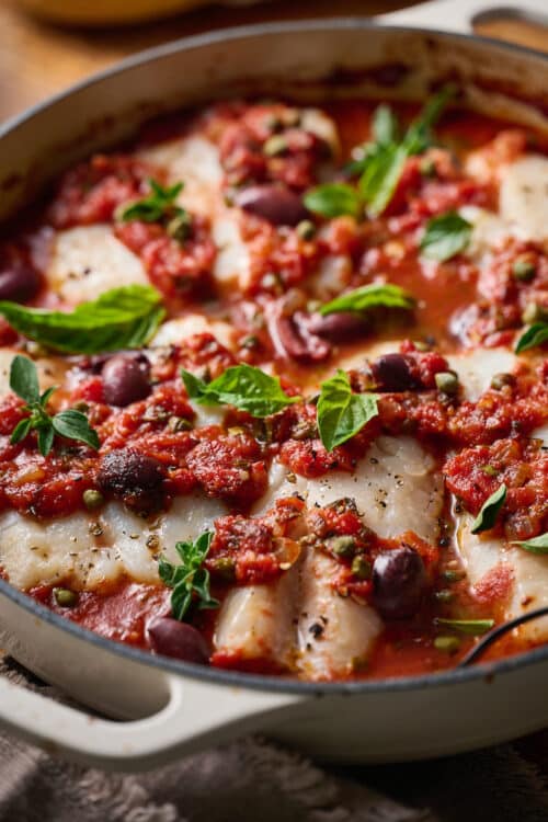 Baked Cod Puttanesca Baker by Nature