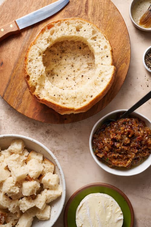 Caramelized Onion Baked Brie Bread Bowl Baker by Nature