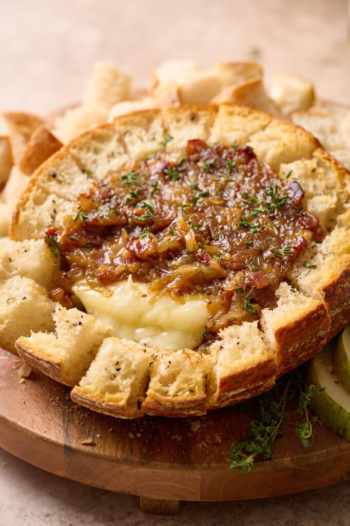 Caramelized Onion Baked Brie Bread Bowl - Baker By Nature