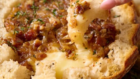 Caramelized Onion Baked Brie Bread Bowl - Baker by Nature