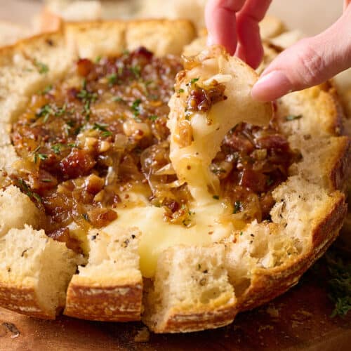 Caramelized Onion Baked Brie Bread Bowl - Baker by Nature