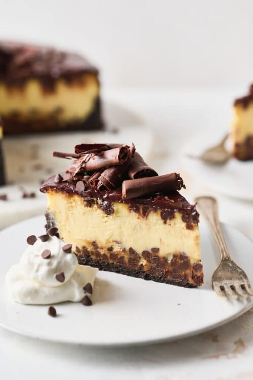 Black-Bottom Chocolate Chip Cheesecake - Baker by Nature