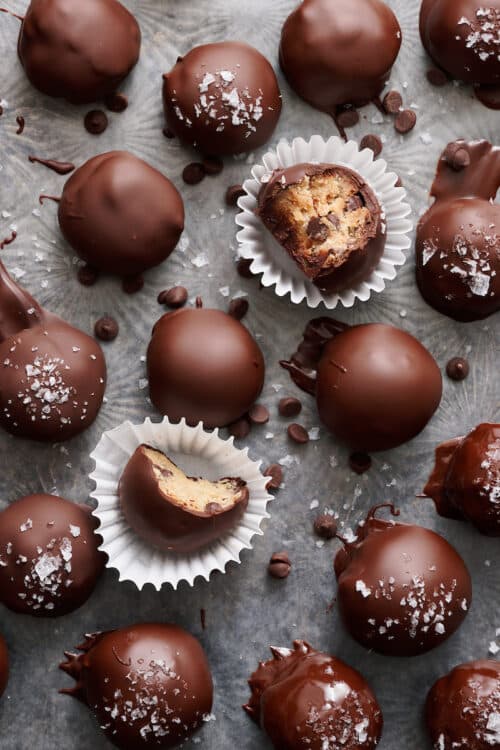 Vegan Chocolate Chip Cookie Dough Truffles - Baker by Nature