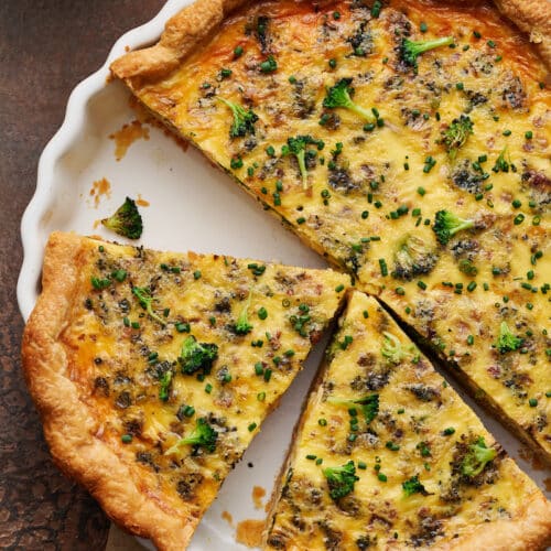 Broccoli Cheddar Quiche - Baker by Nature