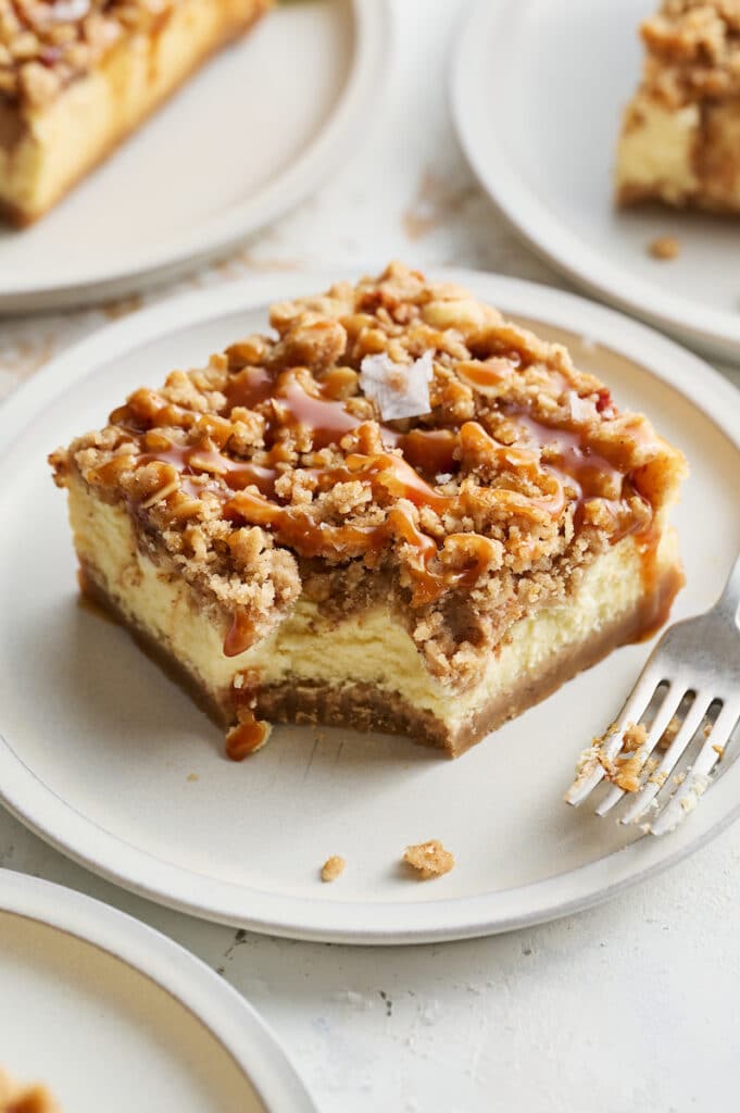Salted Caramel Apple Cheesecake Bars - Baker by Nature