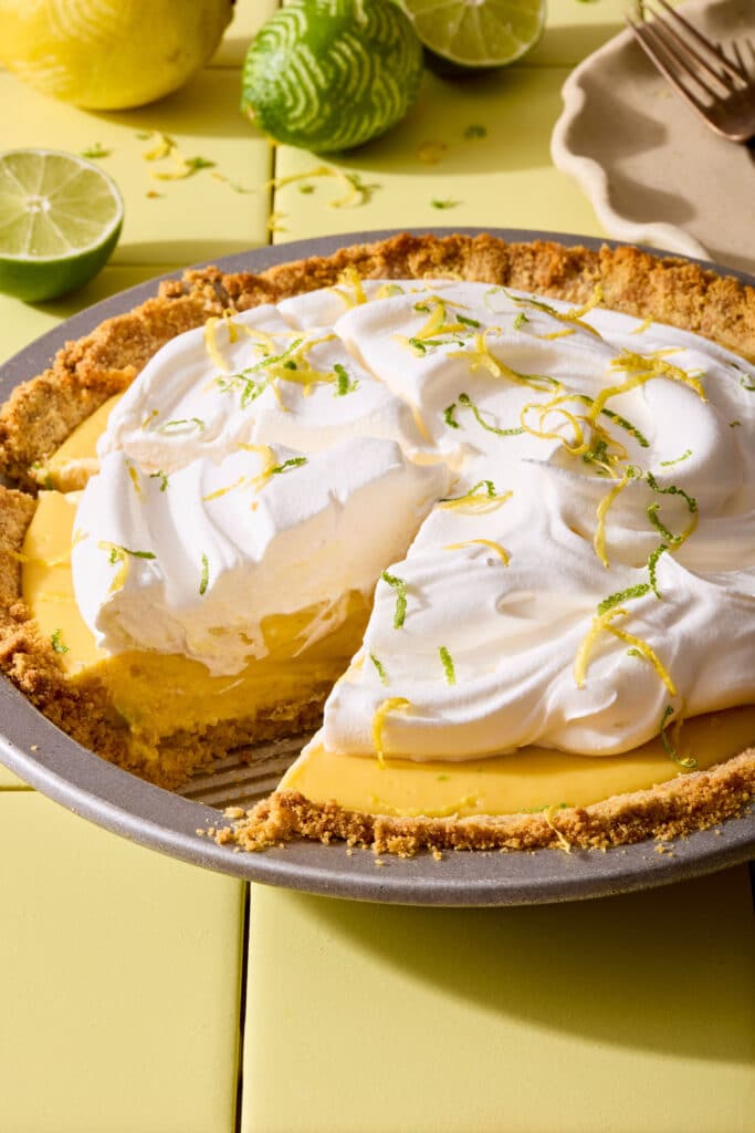 Why choose between key lime pie or lemon pie, when you can have both? Inspired by Bill Smith's Atlantic Beach Pie, my version features a crunchy saltine cracker crust and creamy citrus filling. Top with freshly whipped cream and a sprinkling of sea salt or citrus zest!